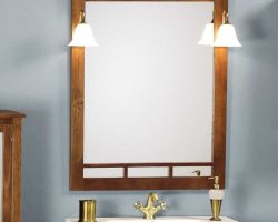 El espejo de baño rústico de madera con descuento